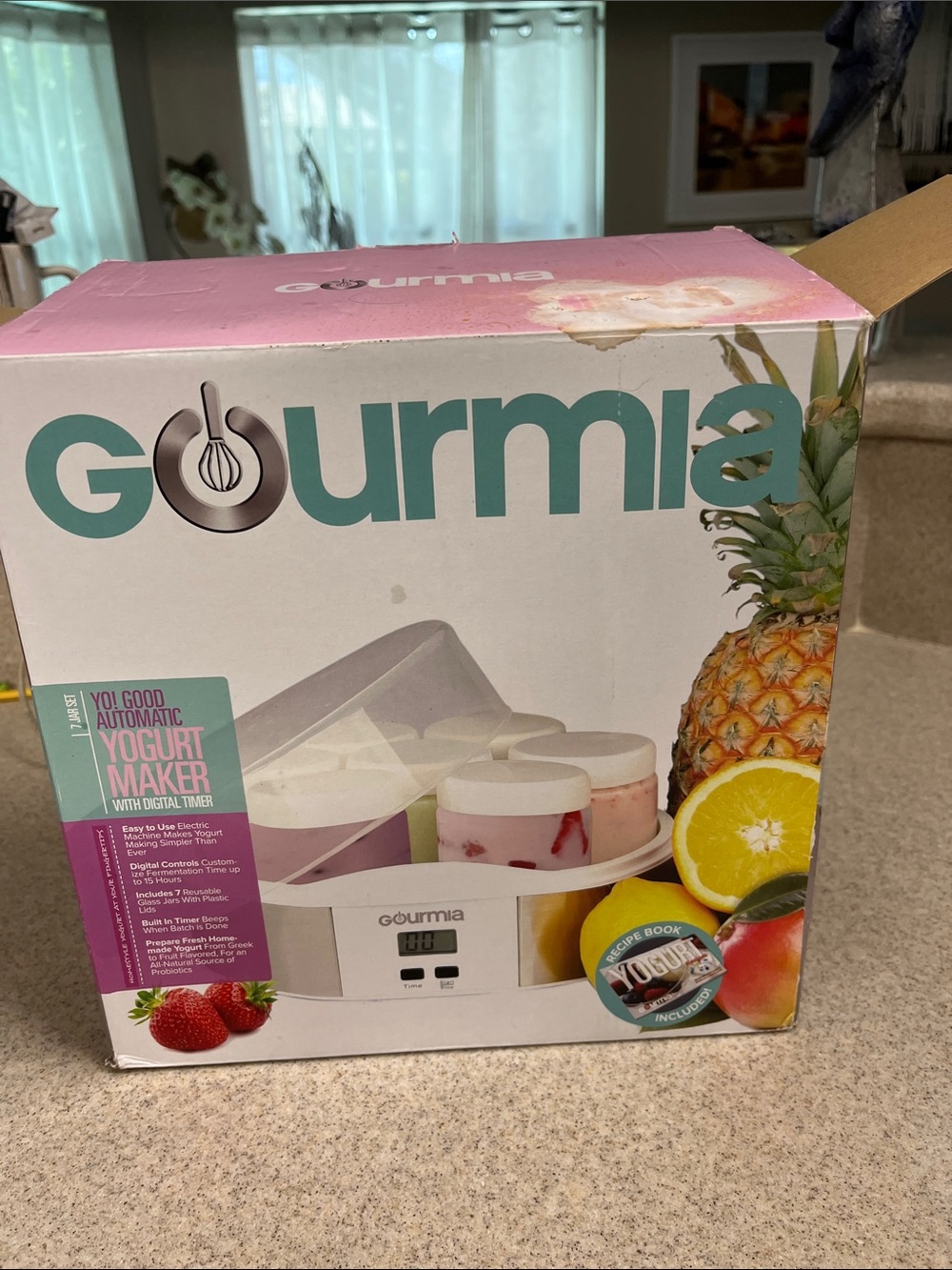 Gourmia Automatic Yogurt Maker - White with Pink Accents